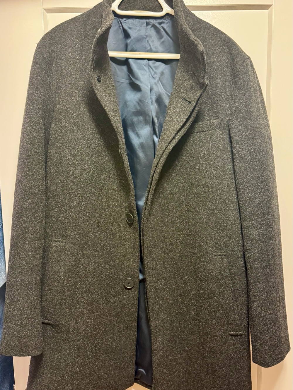 Marks & Spencer Dark Gray Wool-Blend Sport Coat with Blue Lining